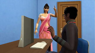 Indian stepmom prerequisites will not hear of nerd stepson masturbating take front of the computer watching porn videos